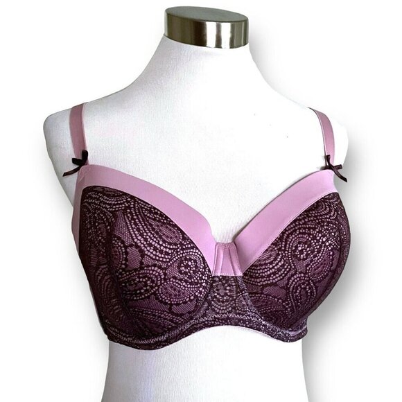 Adore Me 42C Bra Purple Lace Underwire Contour Lined Plus Sz Full Coverage - Picture 1 of 7